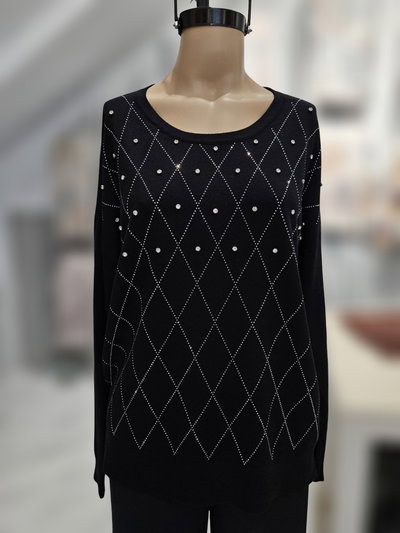 D50023 Sweater tachas rombos piedra dentro