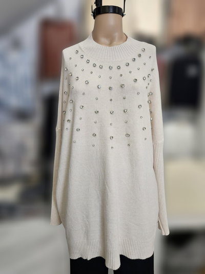 D50022 Sweater largo piedras grandes