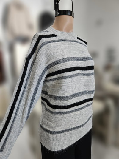 EXA70589 Sweater rayas mixtas lurex