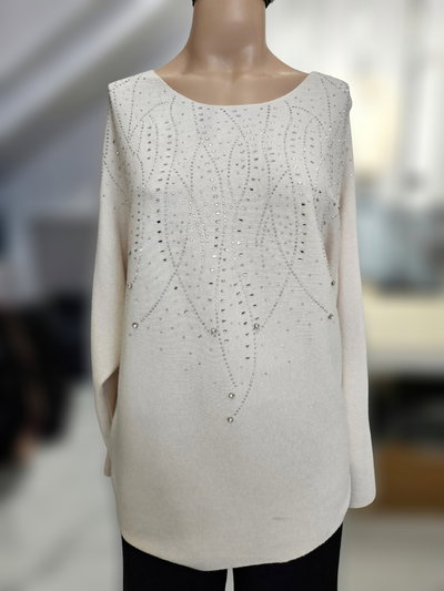 D50027 Sweater ribb horizontal tachas y piedras