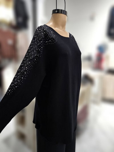 PROMO falla plancha D50026 Sweater contrahilo manga bordado tachas