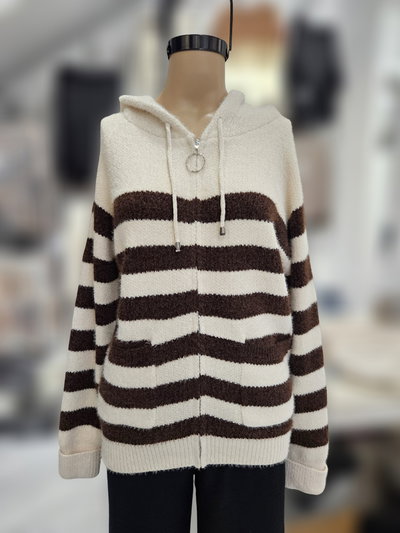 ED83-3 Saco rayado capucha bolsillo cuadrado