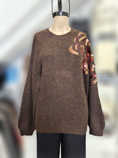 EXA6094 Sweater hombro lentejuela