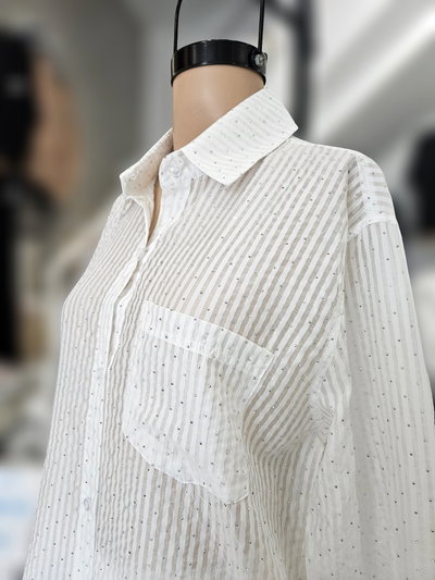 L302 Camisa rayado brillo