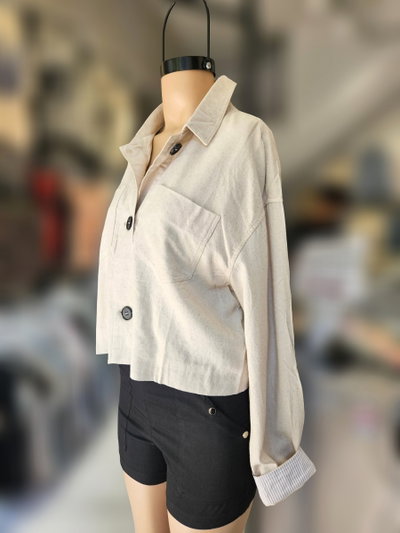 EL11SS Saco crop lino