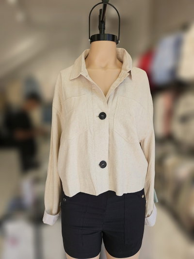 EL11SS Saco crop lino
