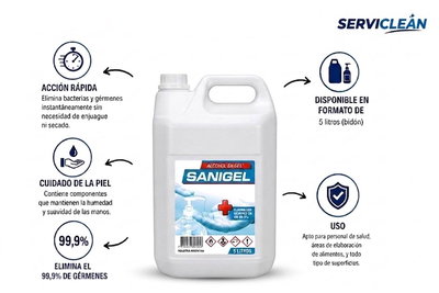 Alcohol en gel Sanigel 5 litros