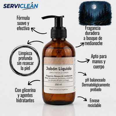 Jabón Liquido para Manos y Cuerpo BOSQUE DE MEDIANOCHE 250ml