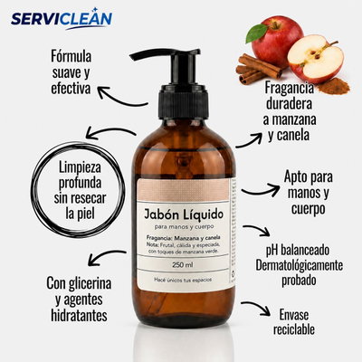 Jabón Liquido para Manos y Cuerpo MANZANA Y CANELA 250ml