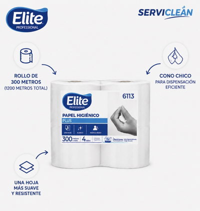 Papel Higiénico Elite SH C/chico 300 Mts Paq. X 4 Unidades
