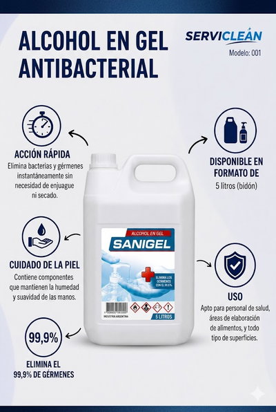 Alcohol en gel Sanigel 5 litros