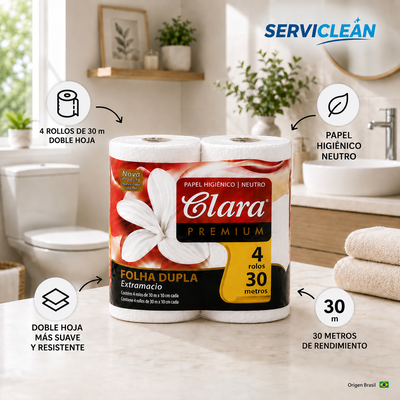 Papel Higiénico Premium 30M DOBLE HOJA CLARA