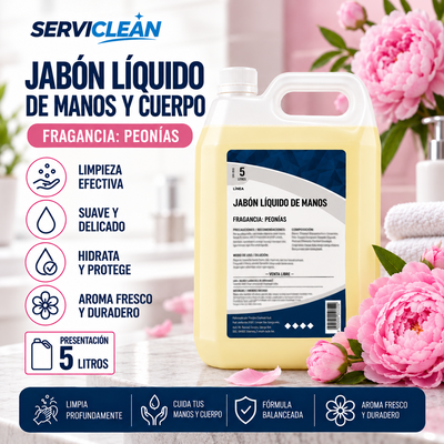 Jabón Liquido para Manos y Cuerpo PEONIAS 5 Litros