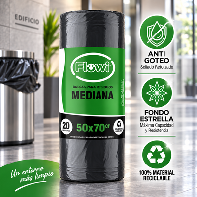 Bolsas de residuos FLOWI MEDIANA 50x70 (20 unidades)