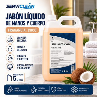 Jabón Líquido para Manos y Cuerpo COCO 5 Litros