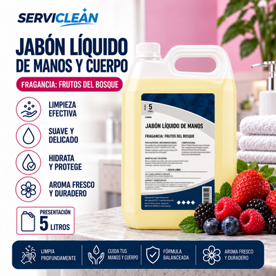 Jabón Líquido para Manos y Cuerpo FRUTOS DEL BOSQUE 5 Litros
