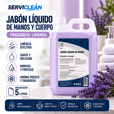 Jabón Líquido para Manos y Cuerpo LAVANDA&nbsp;5 Litros