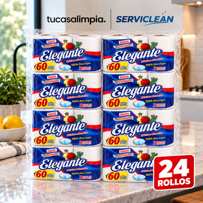 BOLSÓN DE COCINA ELEGANTE PREMIUM 3 ROLLOS X60 PAÑOS C/U