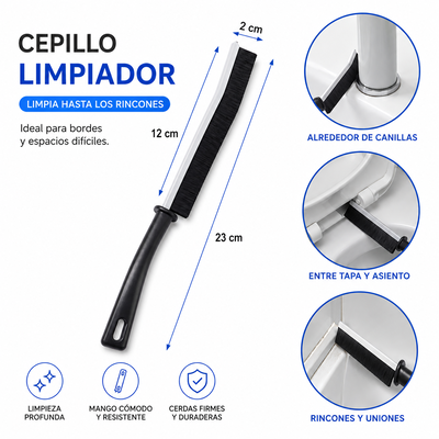 CEPILLO FINO PARA LIMPIAR BORDES Y LUGARES DIFICILES.