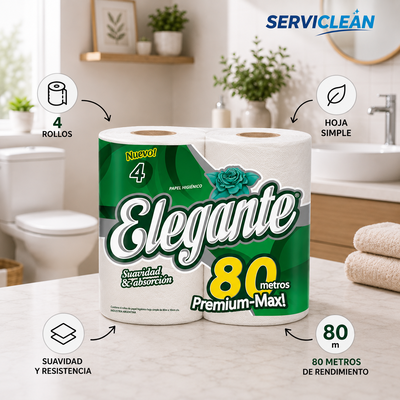 Papel Higiénico Elegante 4 Rollos x 80 Metros SH