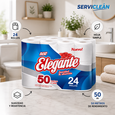 Papel Higiénico Elegante 24 Rollos x 50 Metros SH