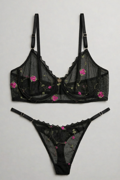 Conjunto Flores Fucsias