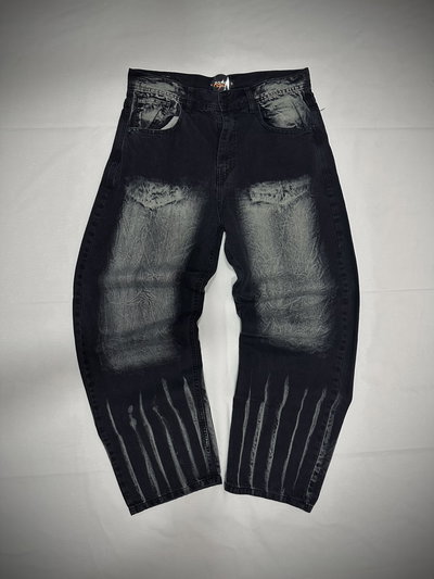 JEAN BAGGY BLACK DAMAGE