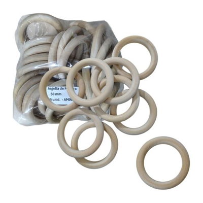 ARGOLLA DE MADERA DE 50 MM NATURAL X 25 U. EXTERNA 6,5 CM