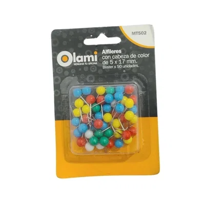 ALFILER CON CABEZA DE COLOR DE 5 X 17 MM X 50 UNID