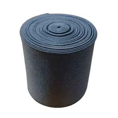 ELASTICO DE POLIESTER NEGRO 80 MM X 10 MTS