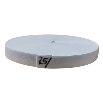 ELASTICO DE POLIESTER BLANCO 25 MM X 25 MTS
