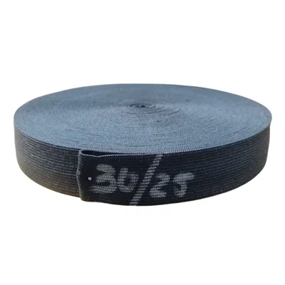 ELASTICO DE POLIESTER NEGRO 30 MM X 25 MTS