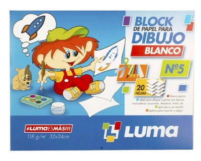 BLOCK DIBUJO LUMA N5 BLANCO 20HJ