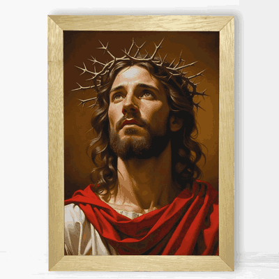 Jesús con Corona de Espinas mirando al Cielo - Cuadro Cristiano