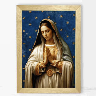 María en Oración bajo las Estrellas - Cuadro Cristiano