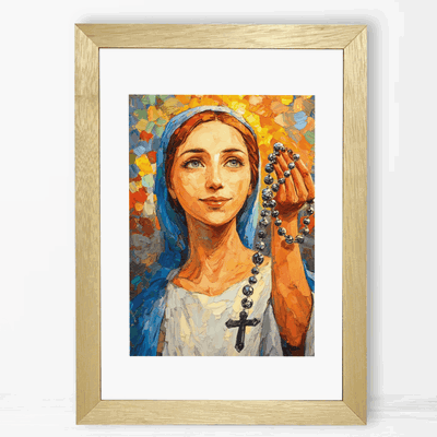 Virgen María con Rosario - Cuadro Cristiano