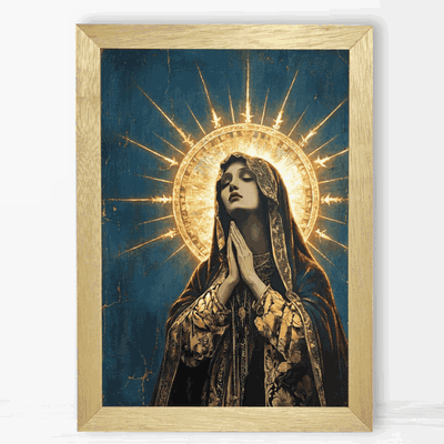 Maria en azul y dorado - Cuadro Cristiano