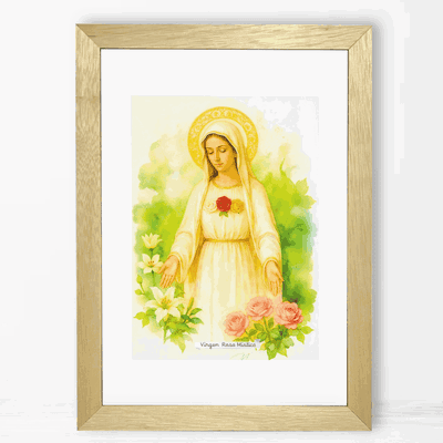 Virgen Rosa Mística - Cuadro Cristiano