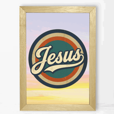 Jesús logo Retro - Cuadro Cristiano