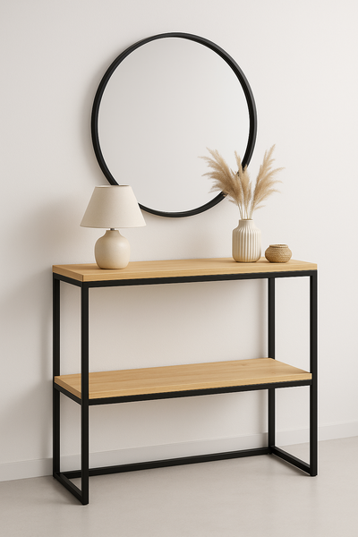 Recibidor 1.20 x 40 con espejo redondo 50cm