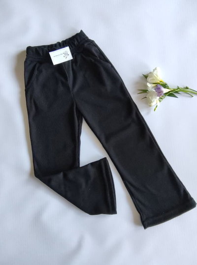 PANTALONES DE WAFFLE NEGRO