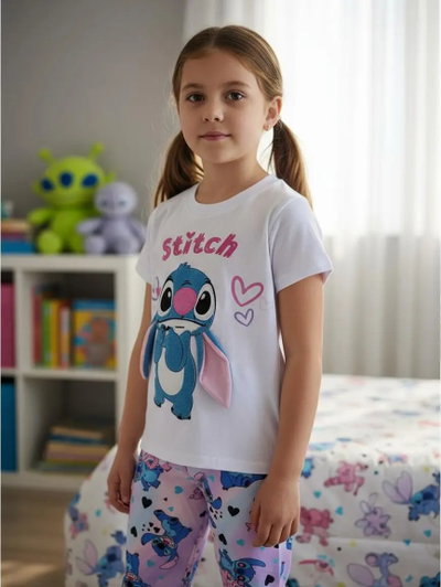 REMERA STITCH OREJITAS BLANCA