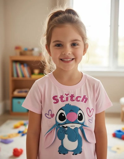 REMERA STITCH OREJITAS ROSA