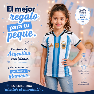 Camiseta Mundial para niñas con Strass
