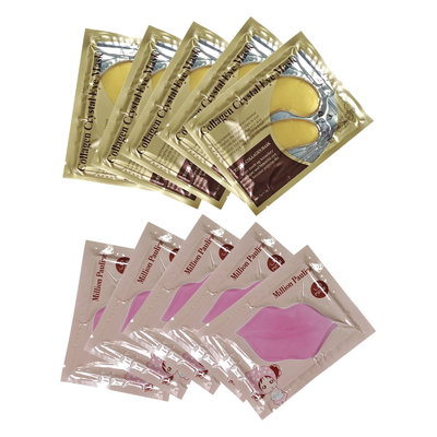 10 Mascarillas Parches Labios + Ojeras Colageno Skincare