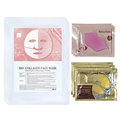 Mascarilla Facial Colageno + Parches Labios + Ojos Skin X9