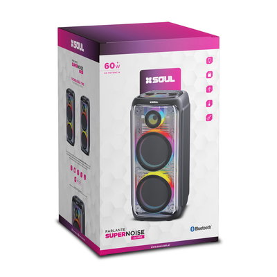 PARLANTE SOUL BT SUPER NOISE 60W 8"x2 LED
