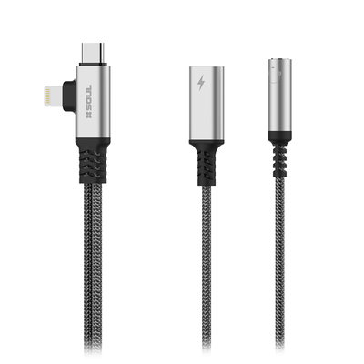 ADAPTADOR USB SOUL C/LIGHTNING A AUDIO 3.5MM Y CARGA TIPO C