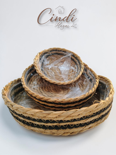 Canasto fibras naturales Nº44 - SETx3 NATURAL/NEGRO