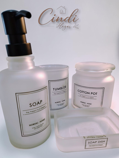 Set de baño x4 piezas - vidrio SATINADO